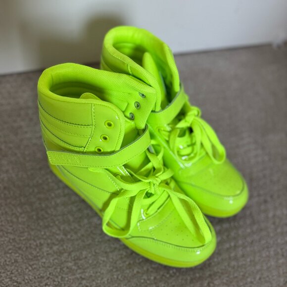 Womens High Top Ankle Support Sneakers Vibrant Color Hidden Wedge Heel Shoes - Picture 8 of 11